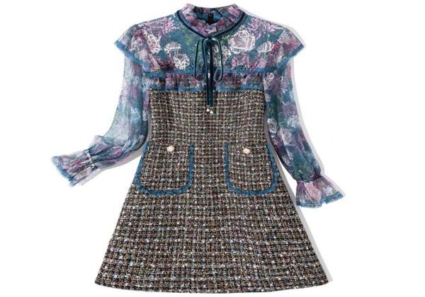 

women's dresses ruffled collar long sleeves embroidery lace printed patchwork fashion a line autumn dresses4634967, Black