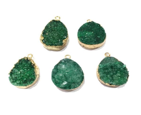 

1pcs natural stone crystal quartzs charms pendants green for jewelry making necklace earrings 20x38mm3532677, Bronze;silver