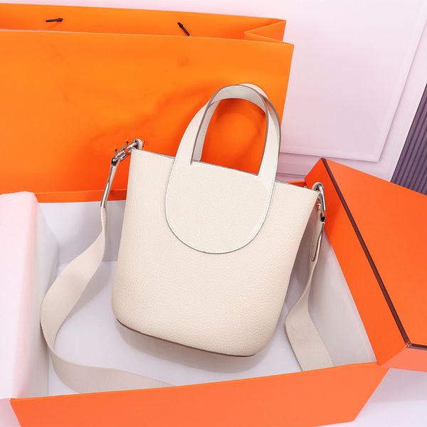 

real leather picotin shoulder bags bucket bag women designer pig's nose shopping handbags cross body totes casual purse in the loop 18c