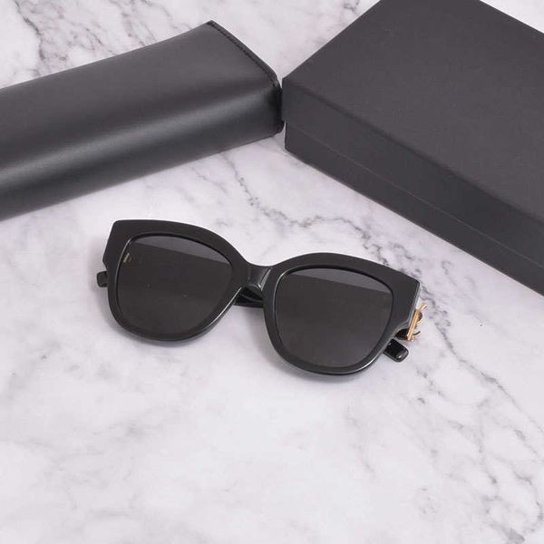 

designer sl sunglasses luxury brand metal y logo large frame black trend glasses fashion men's and women's personalized sunglasses, White;black