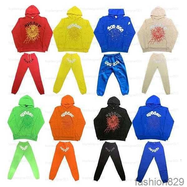 

designer kanyes spider hoodie tracksuit jacket spi5er spider 555 fashion streetwear trendy printed men's and women's couple's, Black