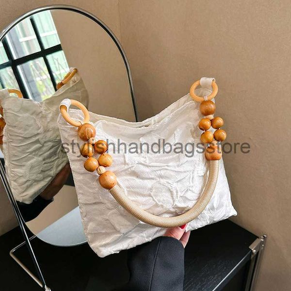 

shoulder 2023 summer jacquard tote premium new chinese wooden bead woven chain one bucket for womenstylishhandbagsstorestylishhandbagsstore