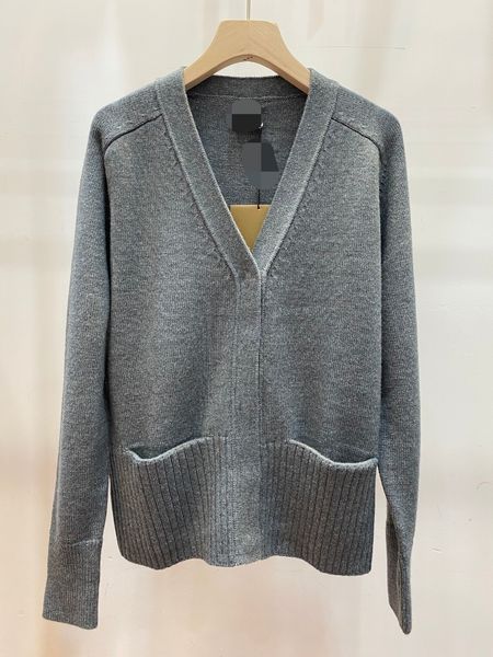 

722 2023 autumn brand same style sweater long sleeve v neck cardigan black gray fashion womens clothes womens fengji6, White;black