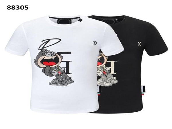 

phillip plain men skull t shirt pp geometric pattern summer casual tee fashion ins style streetwear loose sport h5750381, White;black