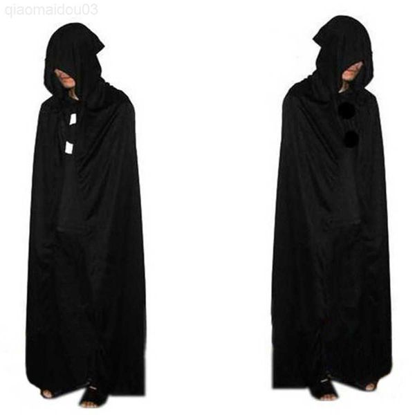 

theme costume halloween vampire comes women men gothic hooded cloak wicca robe medieval witchcraft larp cape scary comes l230804, Black;red