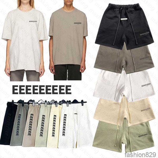 

mens womens designer essentail shorts clothing apparel essen shorts cotton sports fashion short street style tide knee length essent shorts, White;black