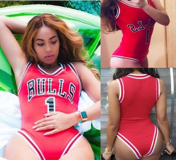 

women039s swimwear bulls sports bikini one piece swimsuits slogan red women bathing suit 2 colors fashion swiming womenwomen05916321, White;black
