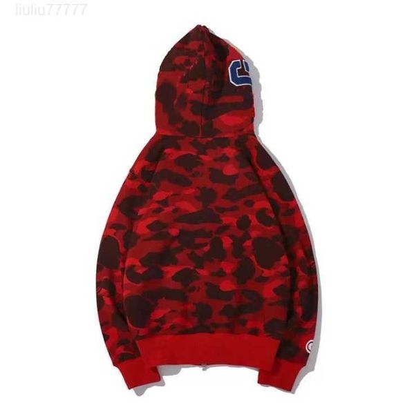 

designer tracksuit lover camo shark print cotton sweater hoodies men's casual purple red camo cardigan hooded jacket sizes m-2xl, Black;brown