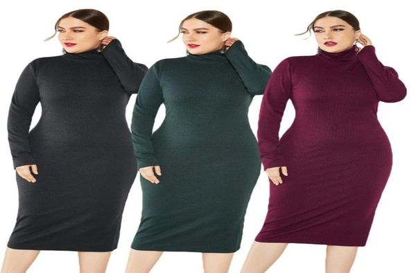 

casual dresses plus size bodycon sweater dress women autumn winter knitted sweaters long ol jumper stretch slim fit sleeve vestido7964061, Black;gray