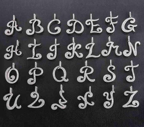 

krkc wolale 2021 fashion custom sier gold plated women jewelry cz iced out initial necklace charm letters alphabet pendants24534838232795, Silver