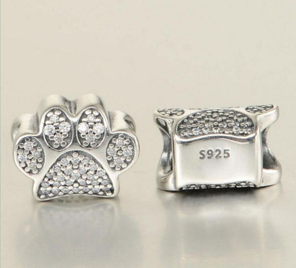 

fits bracelets dogs paw print cats silver charm bead animal footprint loose beads wholesale9263877, Black