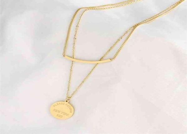 

fashion jewelry necklaces for women no need to take off and wear titanium steel doublelayer necklace in bath clavicle chain30608704342510, Silver