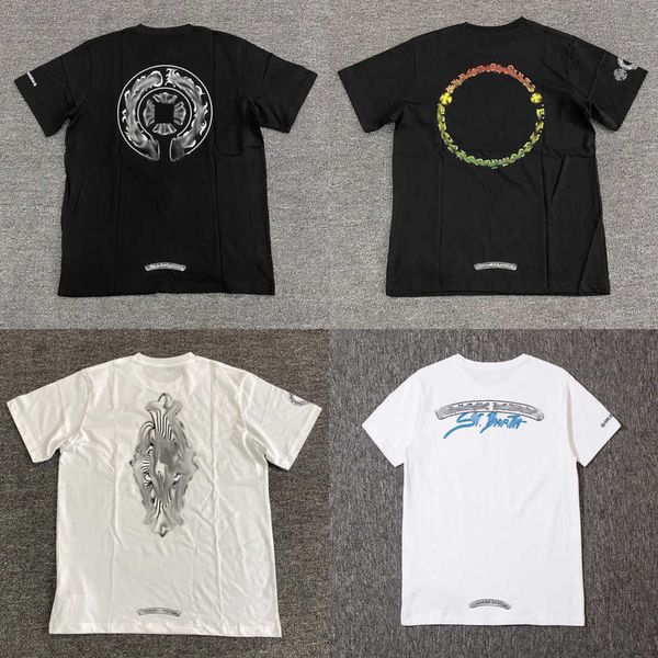 

classics luxury men's t shirt ch brand t-shirts designers men women tees fashion horseshoe sanskrit cross print cotton t-shirt casual, White;black