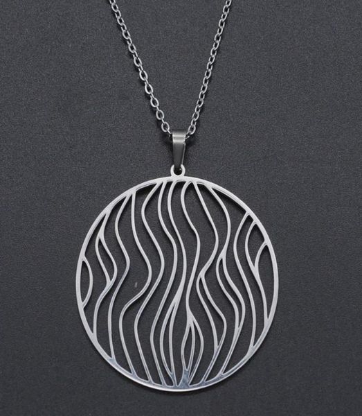 

pendant necklaces geometric stainless steel water wave necklace for women accept oem order fashion jewelry dainty2334465, Silver
