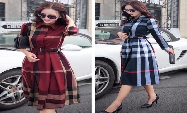 

woman plaid skirt work dresses autumn women039s temperament elegant large pendulum plaid longsleeved dress was thin in the lon6718073, White;black
