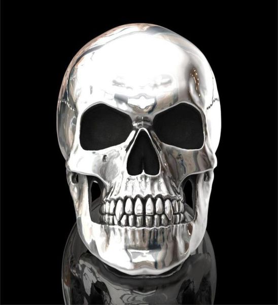 

new gothic high detail 316l stainless steel glossy skull ring men039s punk party jewelry size 6135621578, Silver
