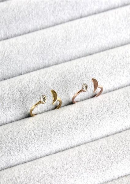 

factory new unique half moon rings with crystale simple fashion adjustable rings suit for all women girl can mix color efr047564466, Silver