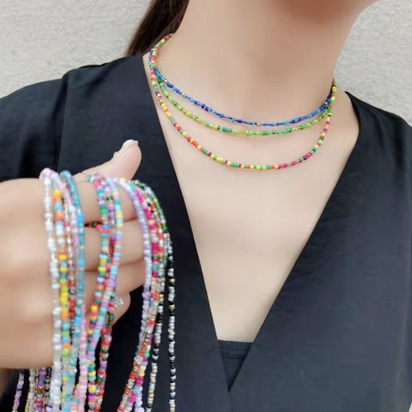 

handmade bohemian boho miyuki seed bead choker necklace, Silver