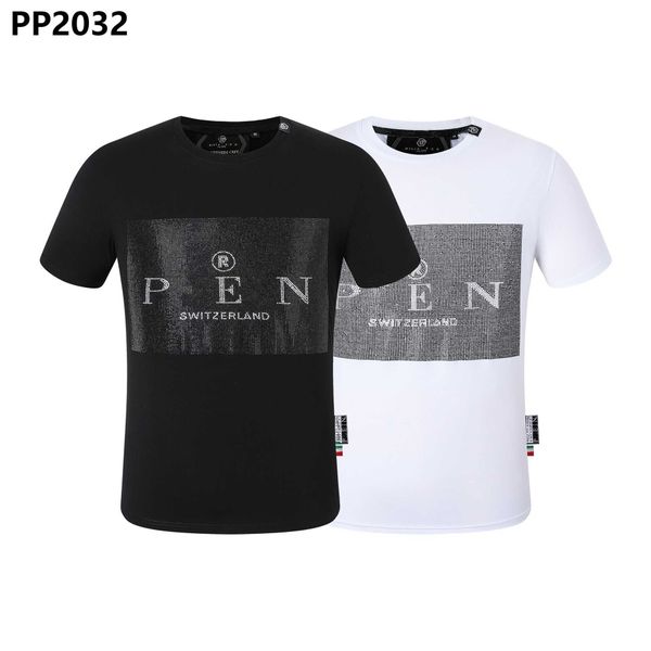 

new style phillip plain men t-shirt designer pp skull diamond t shirt short sleeve dollar brown bear brand o-neck skulls paris polo2iko, White;black