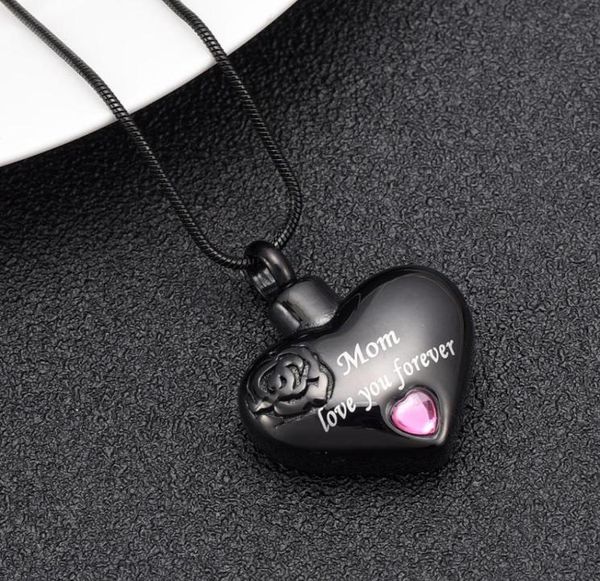 

ijd10034 stainless steel mom love you forever heart cremation necklace funeral urn ashes holder human cremation casket for loved o4773500, Silver
