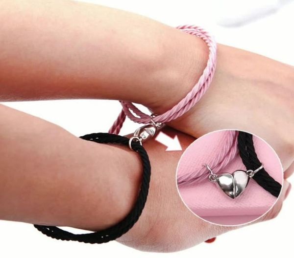 

fashion magnet paired couple bracelet for lovers distance bracelet for women men braided string bracelet minimalist jewelry gift7986883, Silver