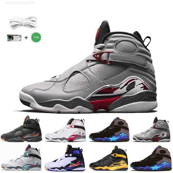 

8 8s mens basketball shoes aqua taxi south beach raid three peat countdown pack 3m reflective men trainers sports sneakers sneaker jogging w, Black