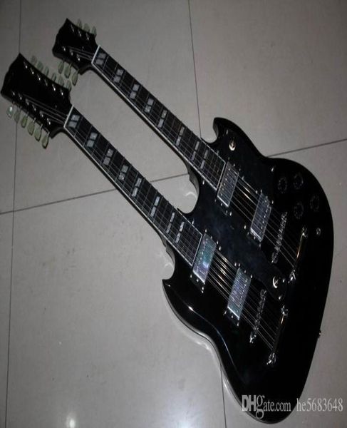 

whole new arrival cibson double necks 1275 model electric guitar in black 1110187280503