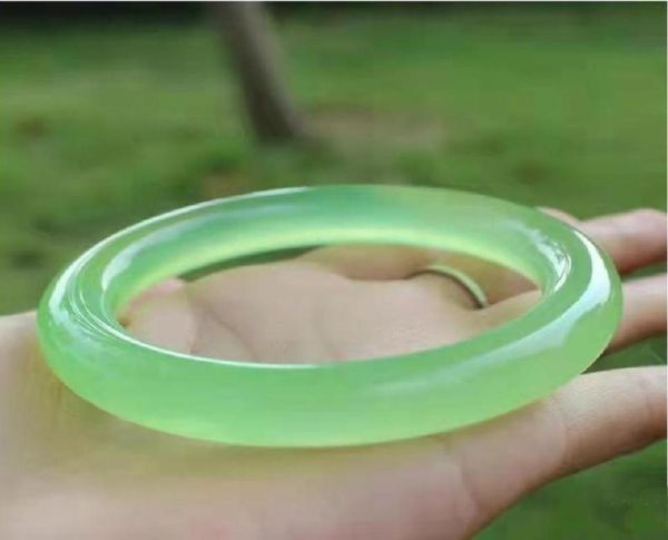 

5662mm natural bright green handmade jade bracelet v101236802707, Black