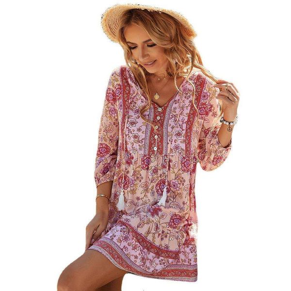 

bohemias casual holiday style dress short skirt spring and summer positioning flower womens clothing, Black;gray