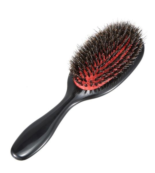 

abs handle boar bristle nylon hair brush antistatic oval hair scalp massage comb hairbrush salon hair comb styling tools1798474, Silver