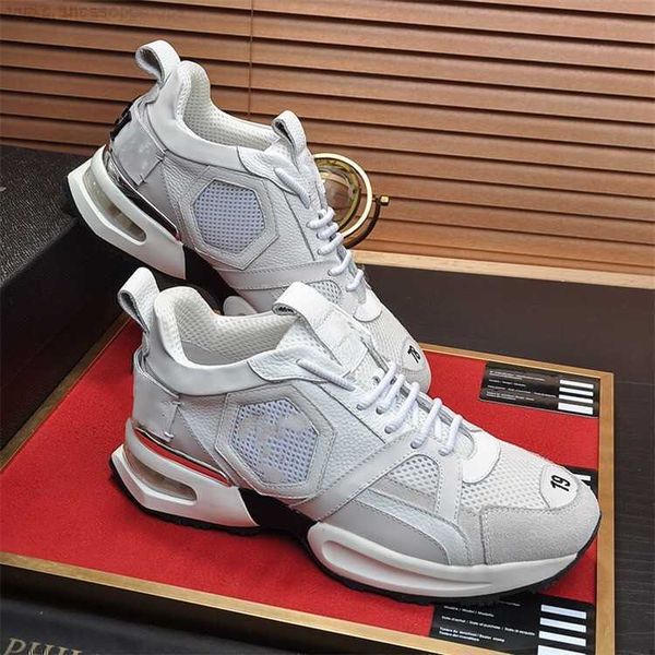 

philipps pleins star pp italian original skull latest end casual white sports men's shoes leather comfortable size 38-45, Black