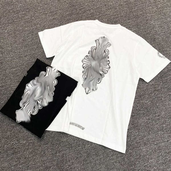 

men's luxury classics t shirt brand ch t-shirts designers men women tees fashion horseshoe sanskrit cross print cotton t-shirt casual, White;black