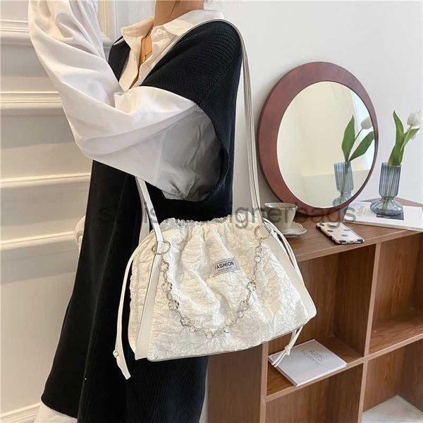 

shoulder bags pleated bag for women in autumn 2023 new fashion single shoulder drawdown bucket bag flower commuting large capacity tote bags