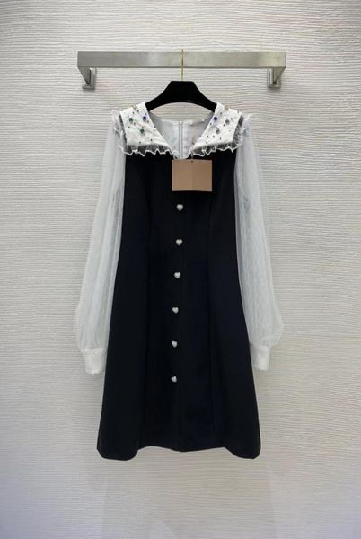 

milan runway dress 2023 new spring summer lapel neck long sleeve print fashion designer dresses brand same style dress 021712905016, Black;pink
