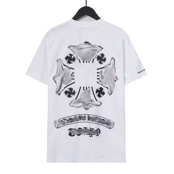 

fashion men's luxury t shirt brand ch t-shirts designers men women tees horseshoe sanskrit cross print classics cotton t-shirt casual, White;black