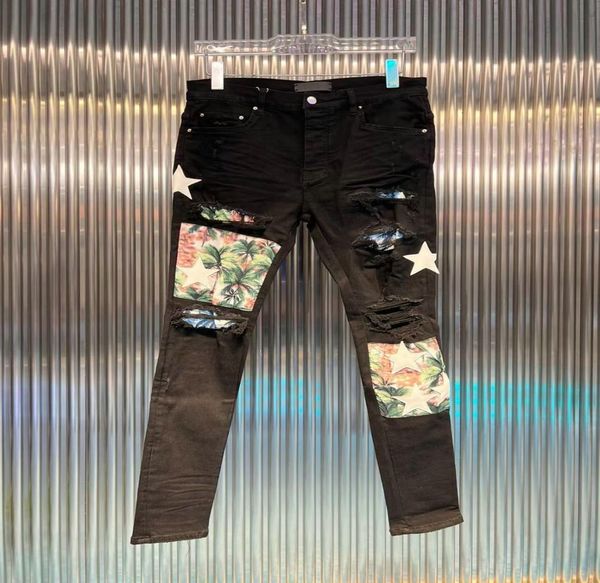 

20ss005 mens designer jeans distressed ripped biker slim fit motorcycle denim for men s fashion jean mans pants pour h7625664, Blue