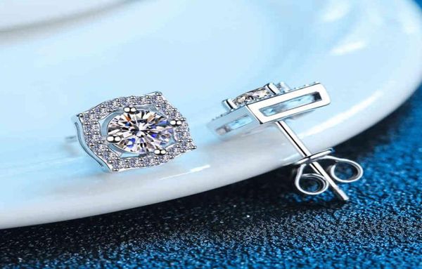

real moissanite earrings 2ct vvs1 lab diamond 14k white gold plated sterling silver earring for women ear stud fine jewelry2650470, Golden;silver