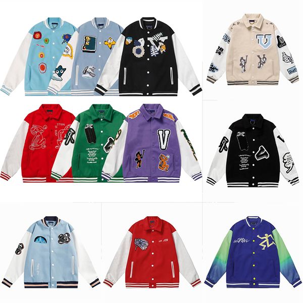 

mens varsity jacket baseball coat women letterman jackets casual street wear letter print coat sports top, Black;brown