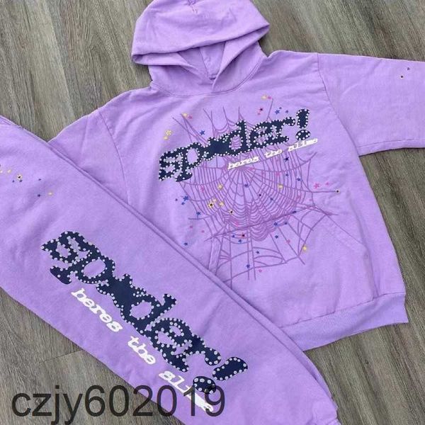 

men's hoodies sweatshirts purple sp5der 555555 2023ss pullover men women young thug spider web stardsrf, Black