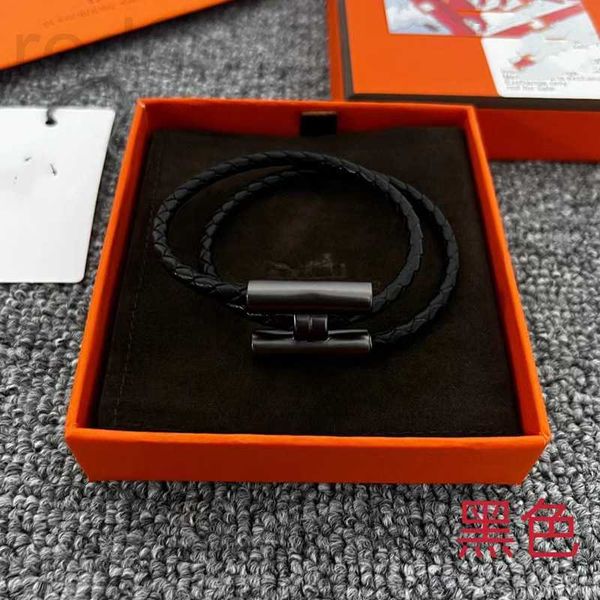 

charm bracelets designer h family's new hand leather folding cowhide woven double-layer colorful bracelet, personalized and fashionable, Golden;silver