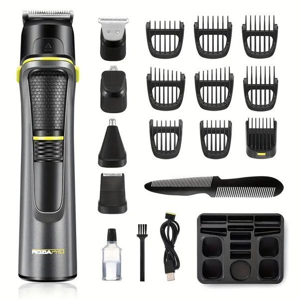 

14-in-1 hair cutting grooming kit, professional hair clippers, waterproof beard trimmer for men rechargeable cordless hair mustache trimmer