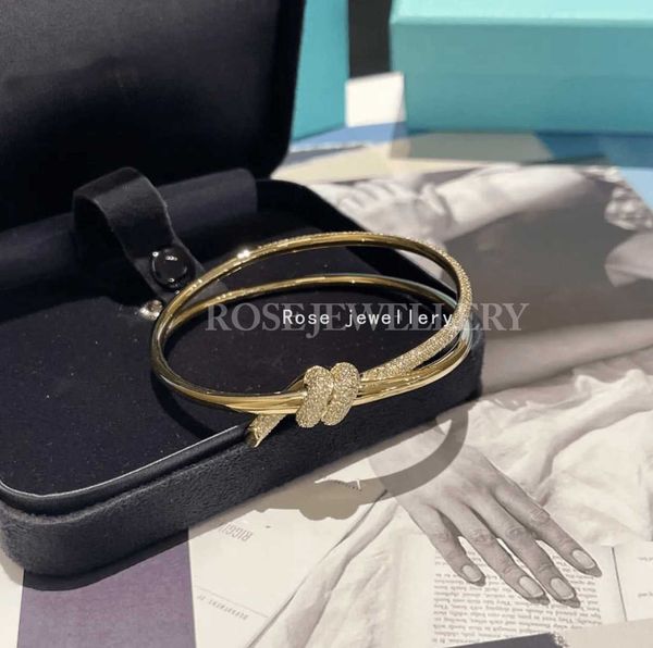 

gong jun's same style knot series 18k rose gold diamond double row hinge bracelet tiffaygu ailing headpiece, Black