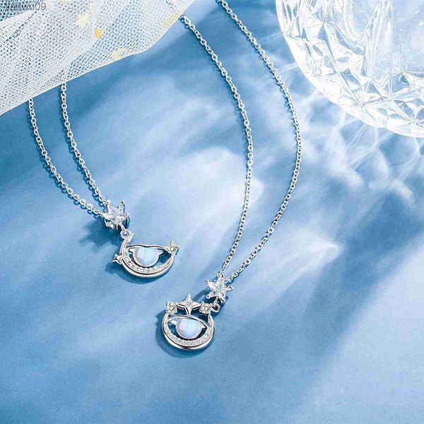 

new women's silver color moonlight star river pendant necklace fashion jewelry gift 42121 l230704