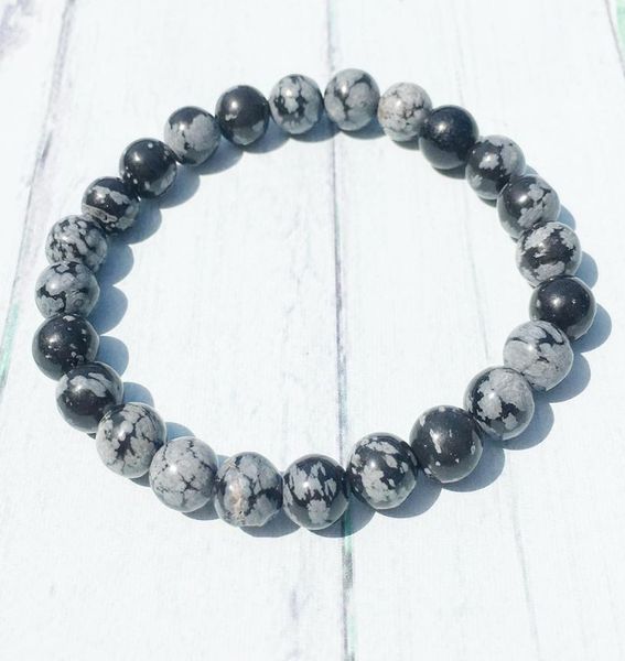 

mg0391 a grade snowflake obsidian bracelet healing crystals meditation bracelet protection spiritual gift whole2394047, Black