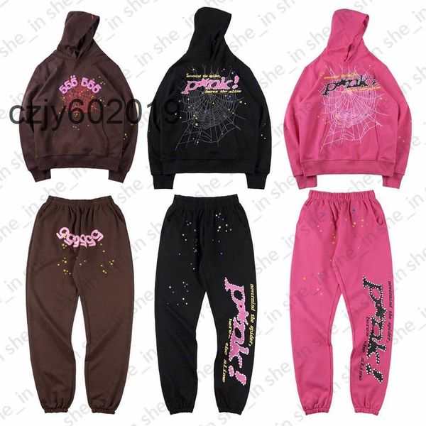 

mens sp5der hoodies young thug angel woman fashion 555555 letters sweatshirts casual spider web hoodie sweatpants tracksuits 23ssrk8j, Black