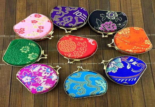 

mirrored semicircle small box for travel jewelry set 2pcs gift box multi ring necklace storage case silk brocade colorful packagin8224576, Black;white