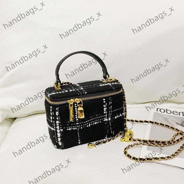 

autumn and winter mini portable box bag makeup bag fabrics single shoulder oblique straddle bag c bag vypp