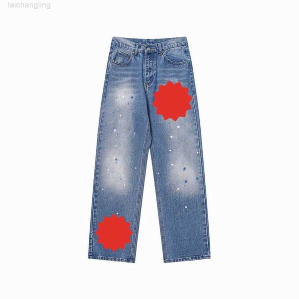 

2023 mens jeans designer make old washed chrome straight trousers heart letter prints for women men casual long 01lc, Blue