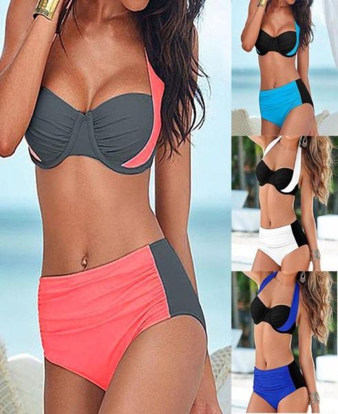 

women039s swimwear 2021 bikini set swimsuit women push up bikinis patchwork female high waist swimming suits for bathing s7580428, White;black
