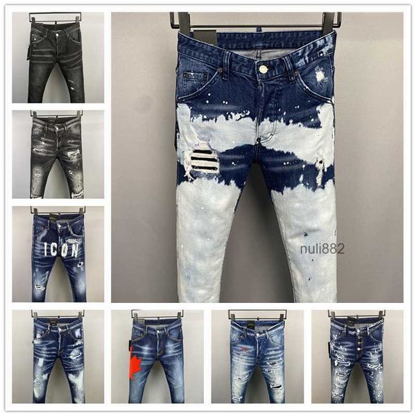 

2023 new arrivals d2 mens luxury purple designer denim jeans holes trousers dsquare jeans coolguy biker pants mens clothing 2#026, Blue